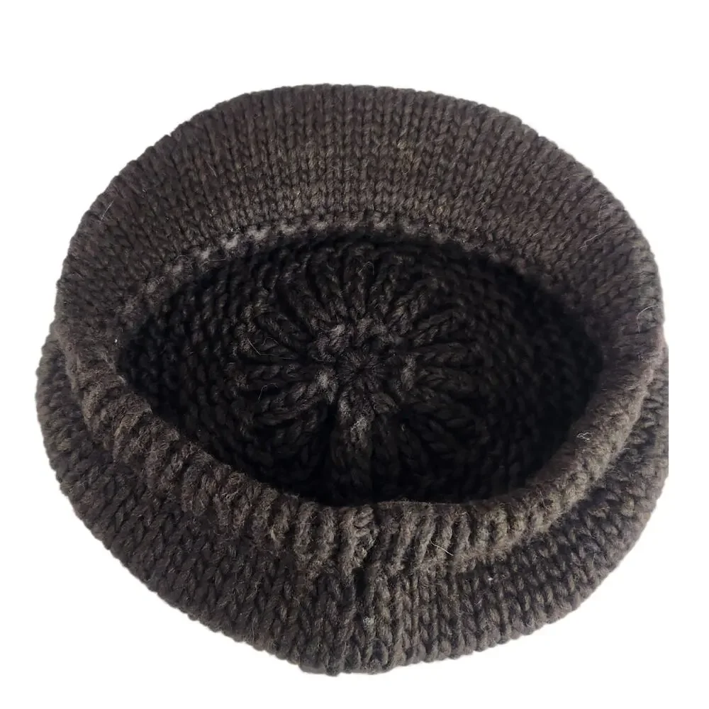 Y2K Vtg Halogen Brown Knit Newsboy Hat Cap Made In Italy Twee 2000s Preppy Wool - Picture 6 of 8